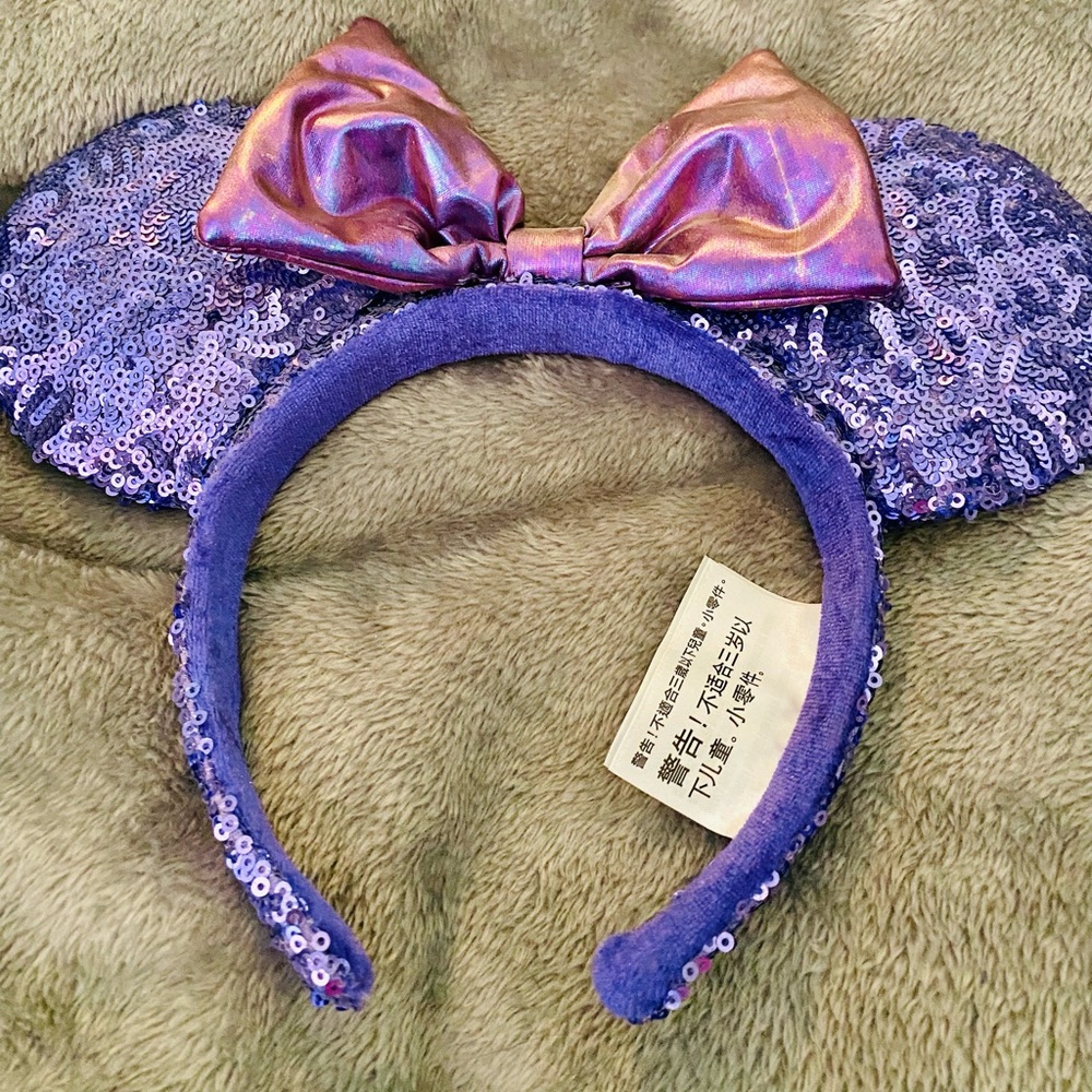 Purple sparkle Minnie ear disney headband